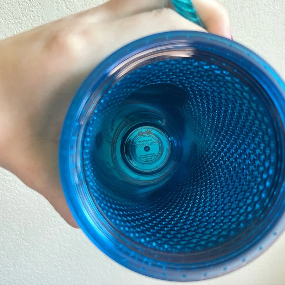 Starbucks Blue Splash Studded Chrome Cold Cup Tumbler Venti 24oz